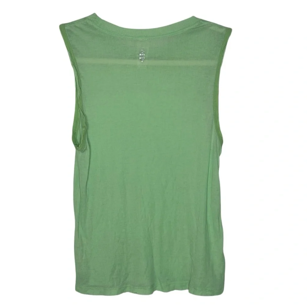 Free People Women's Green Mist Ribbed Om Crew Neck Tank Top